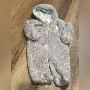 Cozy Gray Sherpa Baby One Piece Pram 0-3 months